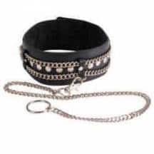 Ошейник с цепью черный