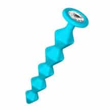 Анальная цепочка с кристаллом Lola Games Emotions Chummy, бирюзовая с бесцветным кристаллом