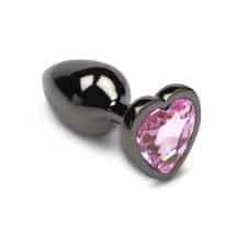 Анальная пробка Пикантные Штучки S с розовым кристаллом в виде сердечка, графитовая. Нет в наличии Анальная пробка Пикантные Штучки S с розовым кристаллом в виде сердечка, графитовая
