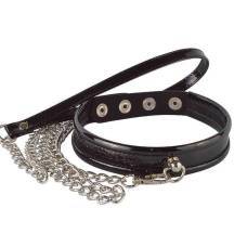 Ошейник узкий с поводком цепью Sitabella, черный
