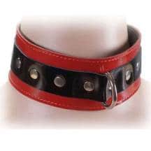 Ошейник широкий, лакированный Подиум, чёрно-красный