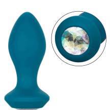 Анальная вибропробка CalExotics Power Gem, голубая с разноцветным кристаллом