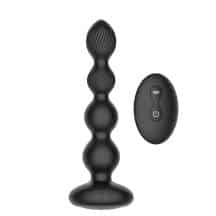 Анальные вибробусы с ротацией Secwell SW2046 с пультом ДУ, черные