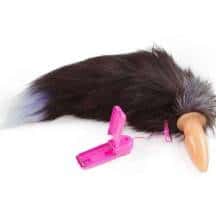 Анальная вибропробка с пультом 4sexdream с хвостом Silver Fox, телесный