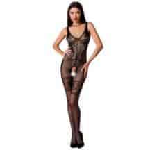 Боди-комбинезон, мелкая сетка, узор на корсете, чёрный, размер OS, Passion