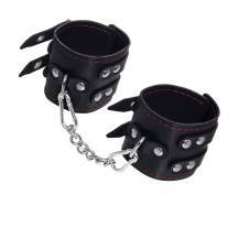 Наручники с двумя ремнями и черной подкладкой Pecado BDSM, натуральная кожа, черные