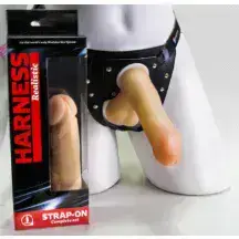 Страпон с поясом LoveToy Harness, телесный, 15.5 см