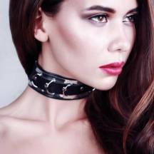 Ошейник черный с зеркальным элементом Cindy Black