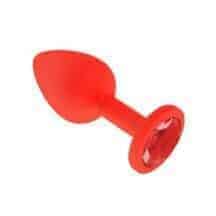 Анальная втулка Джага-Джага силиконовая, красная с красным кристаллом. Нет в наличии Анальная втулка Джага-Джага силиконовая, красная с красным кристаллом