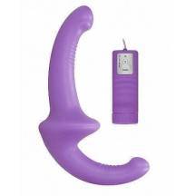 Безремневой страпон с вибрацией Vibrating Silicone Strapless Strapon Shots, фиолетовый