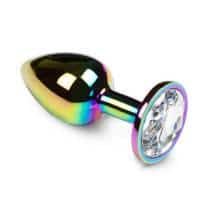 Анальная пробка Пикантные Штучки разноцветная с бесцветным кристаллом, маленькая