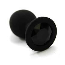 Анальная пробка из силикона с черным кристаллом Kanikule, черная. Нет в наличии Анальная пробка из силикона с черным кристаллом Kanikule, черная