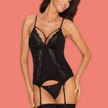 Корсеты Obsessive Diyosa corset, Чёрный, L/XL