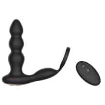 Вибромассажер простаты Erocome Indus с кольцом и пультом ДУ, черный