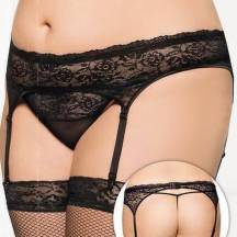 Пояс для чулок и стринги кружевные черные-XXXL. Нет в наличии Пояс для чулок и стринги кружевные черные-XXXL