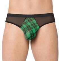 Трусы мужские с клетчатой вставкой SoftLine Collection, чёрный-зелёный, M/L
