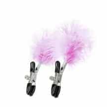 Зажимы для сосков с розовым пухом Toyfa Theatre, серебристые. Нет в наличии Зажимы для сосков с розовым пухом Toyfa Theatre, серебристые