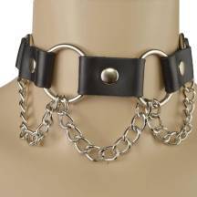 Ошейник Sitabella с кольцами и цепочкой, чёрный