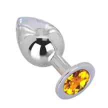 Анальная пробка с оранжевым кристаллом Erotic Fantasy High Sky большая, серебристый