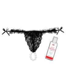 Набор Intt лубрикант клубника и трусики с жемчугом OS, черные. Нет в наличии Набор Intt лубрикант клубника и трусики с жемчугом OS, черные