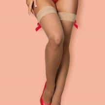 Чулки Obsessive S 808 stockings, Красный, S/M
