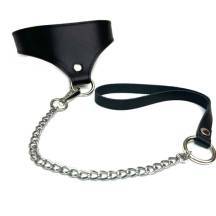 Ошейник с поводком BDSM арсенал Black Phoenix, черный