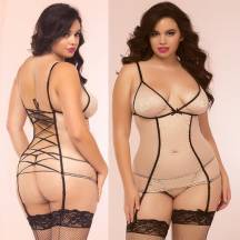 Бюстье и стринги Seven`til Midnight, телесный, XL. Нет в наличии Бюстье и стринги Seven`til Midnight, телесный, XL