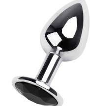 Анальная пробка Metal by Toyfa c черным кристаллом, серебристый. Нет в наличии Анальная пробка Metal by Toyfa c черным кристаллом, серебристый