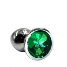 Анальная пробка Kanikule Small, серебристая с зеленым кристаллом. Нет в наличии Анальная пробка Kanikule Small, серебристая с зеленым кристаллом