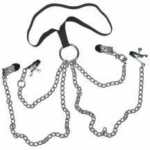 Ошейник с зажимами на соски и половые губы. Нет в наличии Ошейник с зажимами на соски и половые губы