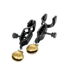 Зажимы для сосков с колокольчиком Toyfa Theatre, черно-золотистый