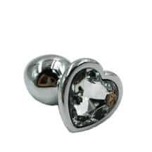 Анальная пробка Kanikule Medium, серебристая с бесцветным кристаллом сердце. Нет в наличии Анальная пробка Kanikule Medium, серебристая с бесцветным кристаллом сердце