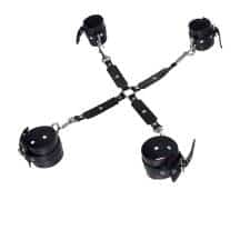 Бандажный набор Pecado BDSM (сцепка, наручники, оковы), натуральная кожа, черный