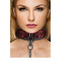 Широкий ошейник с поводком Shots Luxury Collar, красный