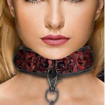 Широкий ошейник с поводком Shots Luxury Collar, красный