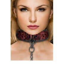 Широкий ошейник с поводком Shots Luxury Collar, красный