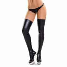 Чулки Glossy Lotis из материала Wetlook, черный, М Чулки Glossy Lotis из материала Wetlook, черный, М