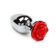 Анальная пробка Пикантные Штучки с розочкой, серебристая