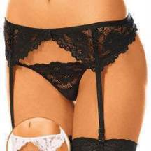 Пояс для Чулок и Стринги Soft Line черные, S/M