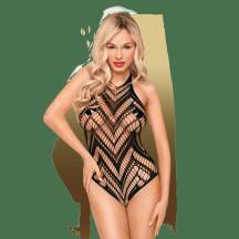 Тедди из сеточки с геометрическим узором Penthouse Go Hotter, черный, XL