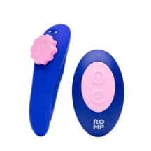 Клиторальный вибратор в трусики Romp Party с пультом ДУ, синий