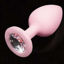Маленькая силиконовая пробка с бесцветным кристаллом Пикантные штучки, розовый