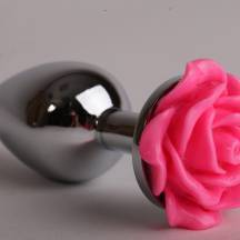 Анальная пробка с розой 4sexdream, 8 см, розовый