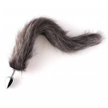 Металлическая анальная пробка DD Джага-Джага МиФ с хвостом, серый. Нет в наличии Металлическая анальная пробка DD Джага-Джага МиФ с хвостом, серый