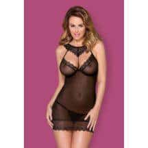 Полупрозрачная сорочка с кружевной вставкой на шее, S/M. Нет в наличии Полупрозрачная сорочка с кружевной вставкой на шее, S/M