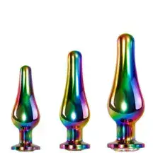 Набор анальных пробок Evolved Rainbow Metal с разноцветным кристаллом, разноцветные