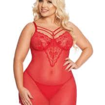 Комбинация и стринги SoftLine Collection Aldona, красный, XXL