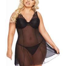 Комбинация и стринги SoftLine Collection Berta, черный, XXL