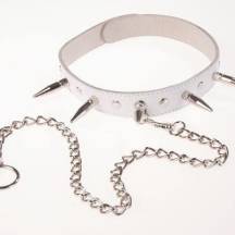 Ошейник с шипами узкий №2 белый