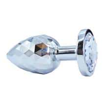 Анальная пробка Kanikule Medium, серебристая с бесцветным кристаллом. Нет в наличии Анальная пробка Kanikule Medium, серебристая с бесцветным кристаллом